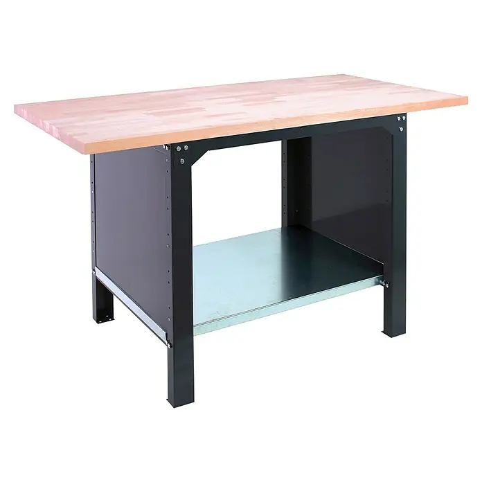 Simonrack Simonwork Banco de trabajo BT6 PRO Laminate - L x An: 75 x 120 cm, Altura de trabajo: 86,5 cm, Carga soportada: 1.300 kg, Antracita - Banco de trabajo con una tabla de madera clara y una estructura metálica oscura y robusta con un estante debajo. Ideal para taller y aficiones.