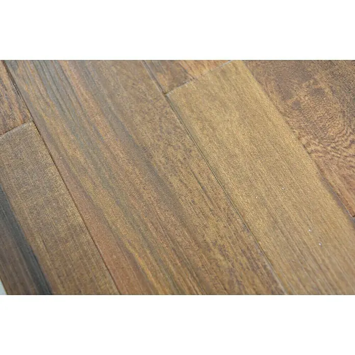 Selbstklebemosaik SAM 4WV1EV - 60 x 15,2 cm, Eiche, Matt - Nahaufnahme eines Holzbodenbelags mit dunklen, warmen Farbtönen und einer sichtbaren Holzmaserung. Die Oberfläche hat eine glatte Textur.