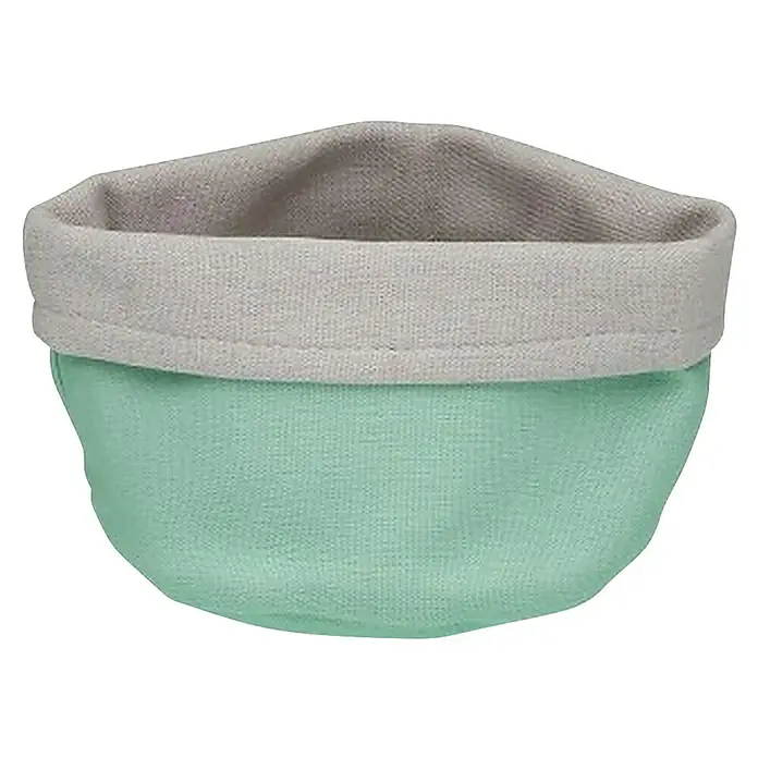 Versa Cesta de tela - L x An x Al: 17 x 14 x 10 cm, Turquesa - Cesta de tela turquesa y gris, perfecta para guardar pequeños objetos. Práctica y elegante para cualquier habitación.