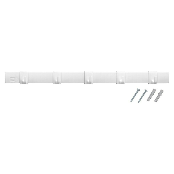 Inofix Perchero 3075 (L x An x Al: 35 x 2,8 x 2,5 cm, Número de ganchos: 5, Blanco)