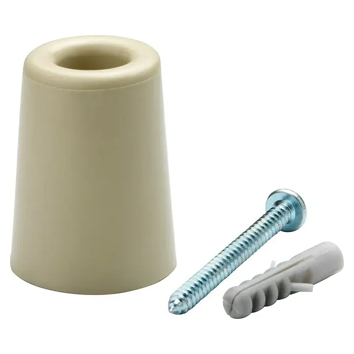 Inofix Tope de puerta 3047 - Caucho macizo, Beige - Tope de goma para puerta con tornillo para montaje en pared para evitar daños por topes.