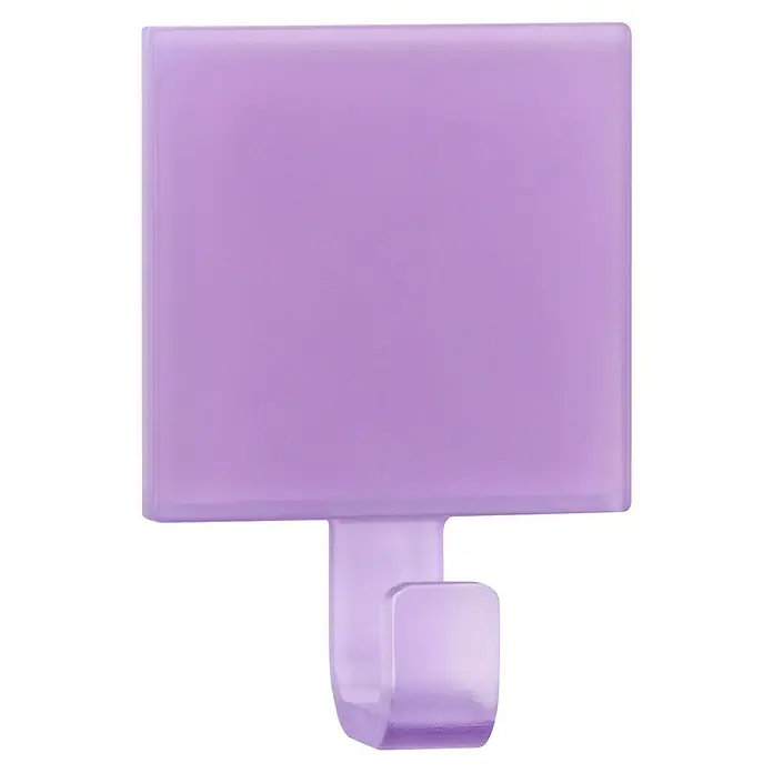 Inofix Colgador adhesivo 2305 - L x An x Al: 4,6 x 3,2 x 2 cm, Plástico, Violeta - El producto es un gancho autoadhesivo lila, ideal para organizar y guardar artículos ligeros, agregando un toque de color a cualquier espacio.