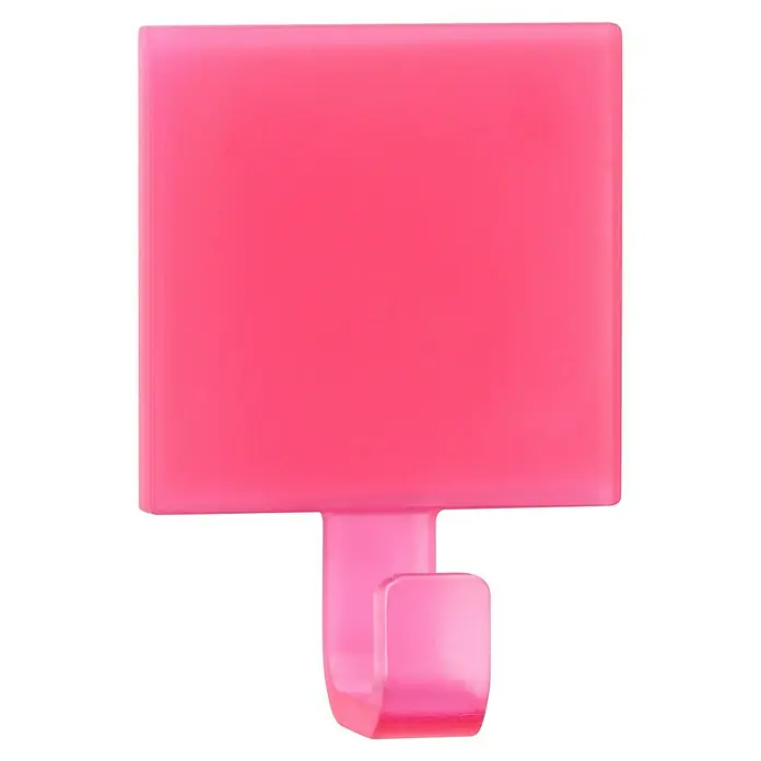 Inofix Colgador adhesivo 2305 - L x An x Al: 4,6 x 3,2 x 2 cm, Plástico, Rosa - Gancho rosa autoadhesivo para colgar objetos ligeros. Ideal para baño, cocina u oficina, fácil instalación sin necesidad de taladrar.