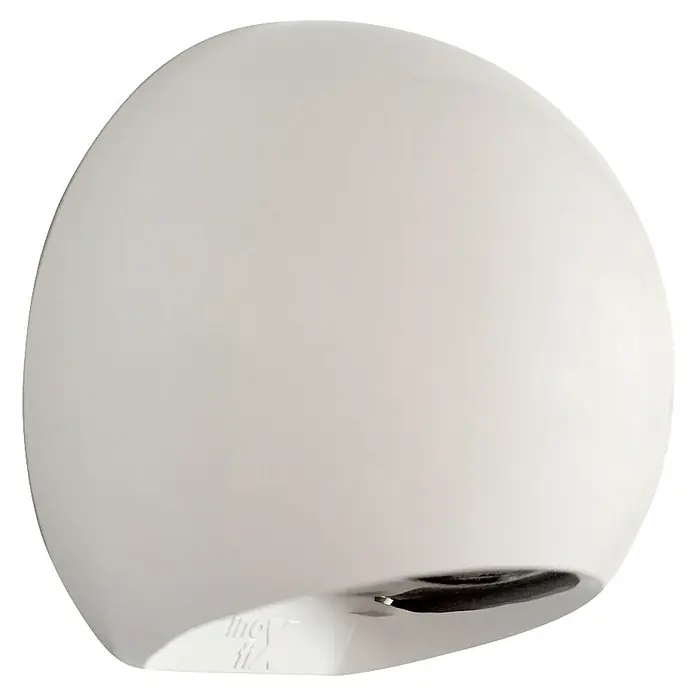 Inofix Abrebotellas 2030 - Plástico, Largo: 61 mm, Tipo de montaje: Pegado, Montaje en la pared - Primer plano de un aplique de pared redondo y blanco, que irradia una luz suave y difusa, con una estética elegante y moderna.