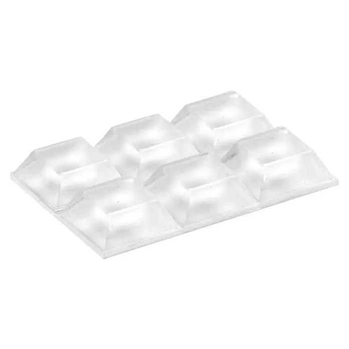 Inofix Adhesivo antideslizante 4055-2 - Transparente, Pegado, 6 pzs. - Almohadillas transparentes autoadhesivas con tacos en forma de pirámide para muebles y otros usos. Protege las superficies de forma fiable.