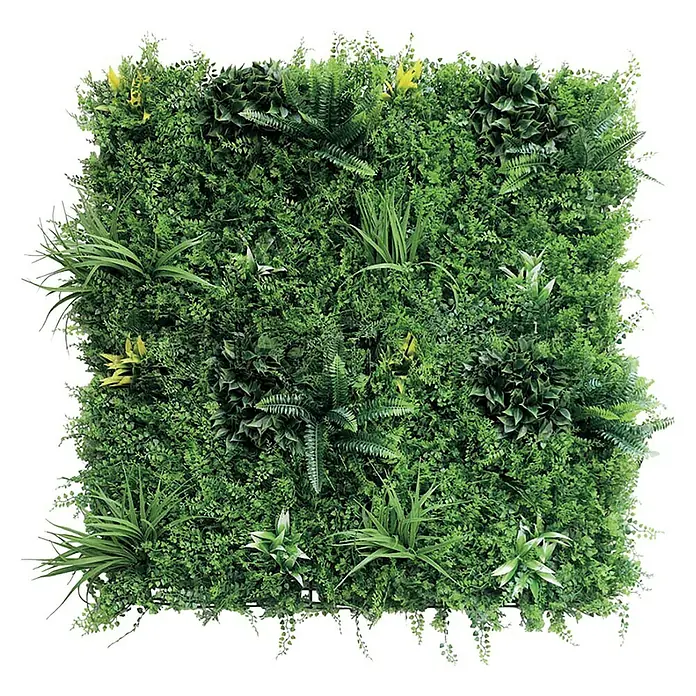 Nortene Vertikaler Garten Leafy - 100 x 100 cm, Kunststoff - Eine quadratische grüne Wandpaneele mit verschiedenen künstlichen Pflanzen und Texturen für eine natürliche Optik.