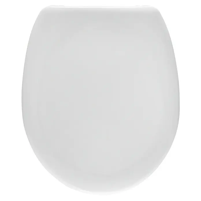 WC-Sitz Reef - Duroplast, Weiß, Ohne Absenkautomatik - Nahaufnahme eines weißen WC-Sitzes mit ovaler Form. Ideal für Badezimmer mit moderner Ausstattung.