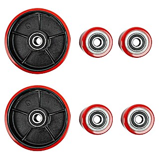 Güde Hubwagenrad - Set PU (6 -tlg., Rot, Schwarz)