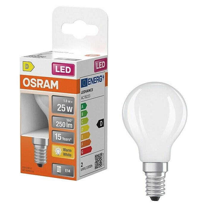Osram LED-Leuchtmittel P25 frosted (E14, 1,8 W, 250 lm) | BAUHAUS