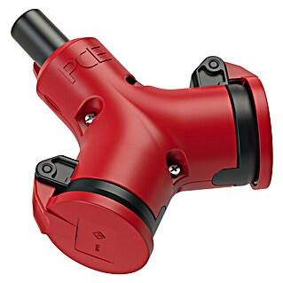 Gummi-Schutzkontakt-Kupplung (2-fach, 250 V, 16 A, Rot, Schwarz, IP44, 1 Stk.)