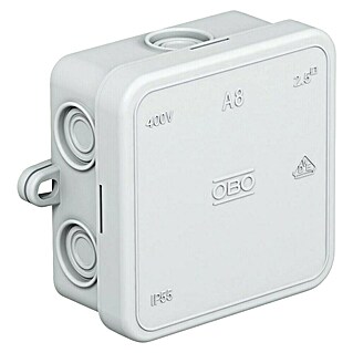 Abzweigkasten (75 x 75 x 36 mm, Aufputz, Lichtgrau, RAL 7035, IP55, 1 Stk.)
