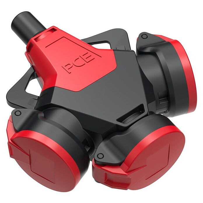 Gummi-3-Wege-Kupplung (3-fach, 250 V, 16 A, Schwarz, Rot, IP54, 1 Stk.) | BAUHAUS