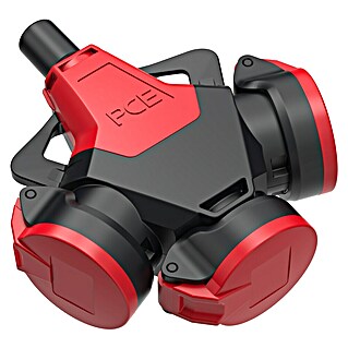 Gummi-3-Wege-Kupplung (3-fach, 250 V, 16 A, Schwarz, Rot, IP54, 1 Stk.)