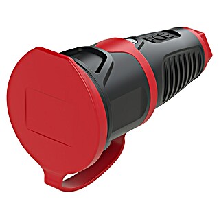 Gummi-Schutzkontakt-Kupplung (16 A, 250 V, IP54, Rot, Schwarz)
