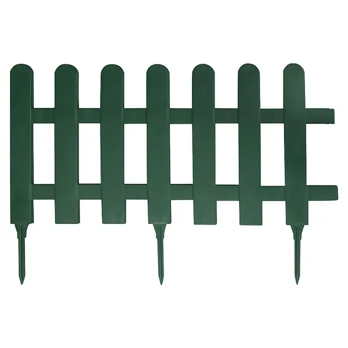 Nortene Rasenkante Farm Border - L x H: 79 x 55 cm, Grün - Das Bild zeigt einen grünen, niedrigen Gartenzaun aus Kunststoff, ideal für die Abgrenzung von Beeten oder Rasenflächen.