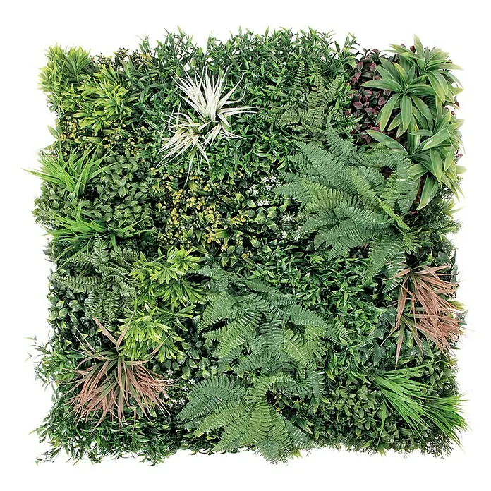 Nortene Vertikaler Garten Sauvage - L x B: 100 x 100 cm, Kunststoff - Kunstrasenpaneel mit verschiedenen Grüntönen und Texturen für eine realistische Pflanzenwand. Perfekt für Innen- und Außendekorationen.