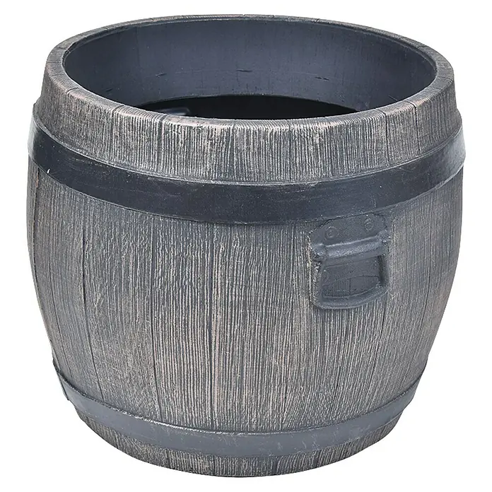 Roto Pflanztopf Bolero - Braun,Schwarz, Außenmaß (Ø x H): 50 x 47 cm, Kunststoff - Der rustikale Pflanzkübel in Fassoptik ist ideal für Garten, Terrasse oder Balkon. Ein dekoratives Element für Pflanzen und Blumen.