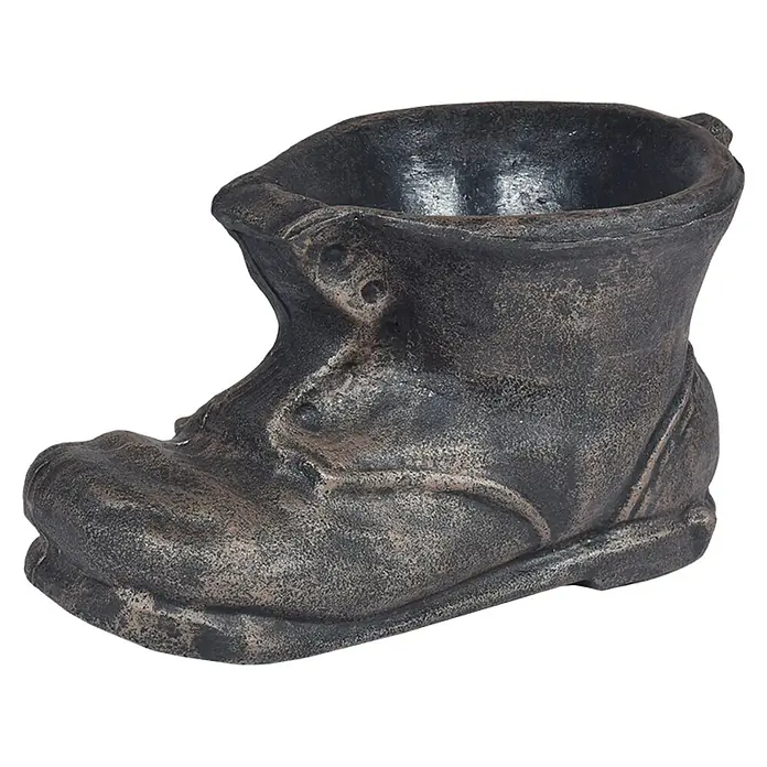 Roto Pflanztopf Schuh - Kunststoff, Anthrazit - Rustikaler Pflanztopf in Form eines alten Stiefels. Ideal für den Garten oder als Dekoration im Innenbereich.