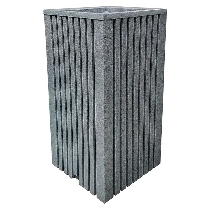Roto Pflanzsäule eckig Balboa - Grau, Kunststoff - Ein grauer, geriffelter Pflanzkübel in Form eines Quadrats. Ideal für den Garten oder die Terrasse, um Pflanzen stilvoll zu präsentieren.
