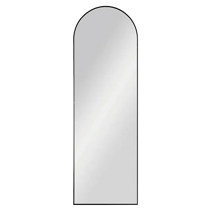 Rahmenspiegel Malva - 50 x 150 cm, Schwarz, Aluminium - Elegantes, schlankes Spiegeldesign mit abgerundetem Rahmen, das einen Hauch von moderner Raffinesse in jeden Raum bringt. Ideal für Flur oder Ankleidezimmer.