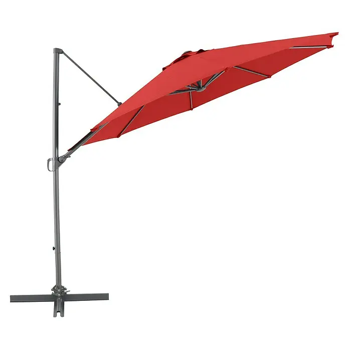 Sunfun Ampelschirm rund Florenz - Chili, Durchmesser Bespannung: 300 cm - Roter Sonnenschirm mit Metallgestell, ideal für den Garten oder die Terrasse, bietet Schatten und Schutz vor der Sonne.