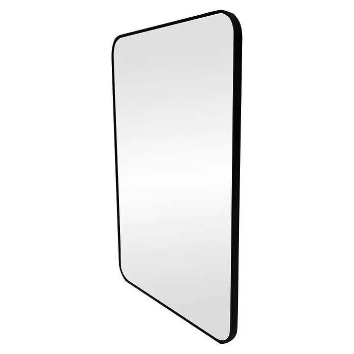 Rahmenspiegel Malva - 60 x 90 cm, Schwarz - Rechteckiger Spiegel mit abgerundeten Ecken und einem schmalen schwarzen Rahmen. Elegant und modern für jeden Raum.