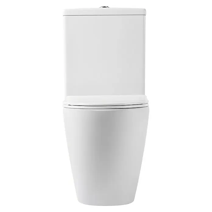 Artysan Pack de WC Inter 4 - Sin borde de descarga, Salida WC: Vertical, Blanco - Primer plano de un inodoro moderno de color blanco con un diseño sin borde, que promete una estética minimalista y una limpieza fácil.