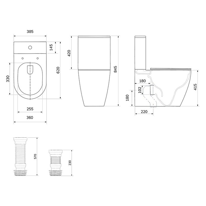 Artysan Pack de WC Inter 4 (Sin borde de descarga, Salida WC: Vertical, Blanco) | BAUHAUS