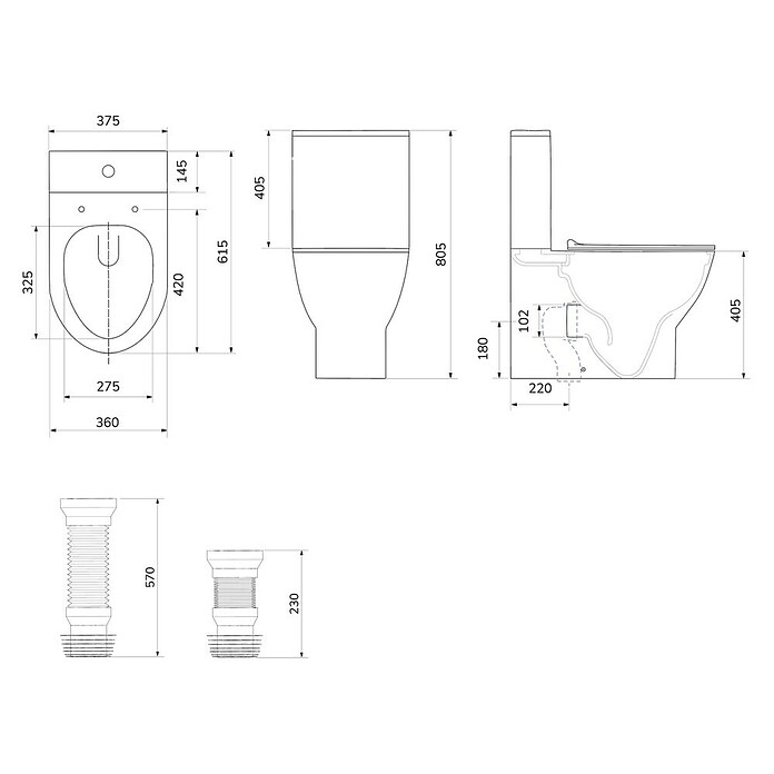 Artysan Pack de WC Inter 6 (Sin borde de descarga, Salida WC: Vertical, Blanco) | BAUHAUS