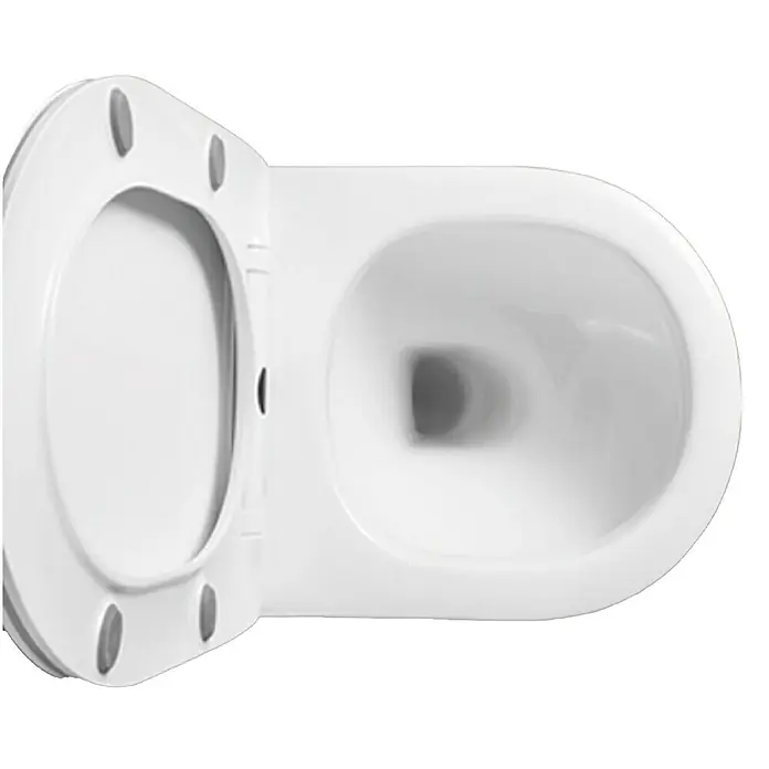 Artysan Pack de WC Inter 7 - Sin borde de descarga, Salida WC: Vertical, Blanco - Primer plano de un inodoro blanco con la tapa abierta, que muestra su diseño limpio y moderno. Ideal para proyectos de renovación de baños.