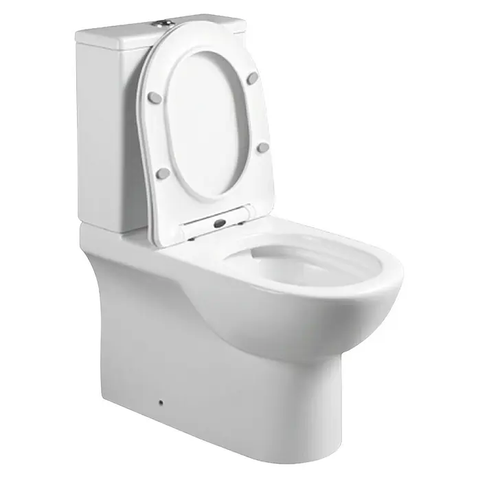 Artysan Pack de WC Inter 7 - Sin borde de descarga, Salida WC: Vertical, Blanco - Primer plano de un inodoro blanco con la tapa abierta, destacando un diseño de baño limpio y moderno.