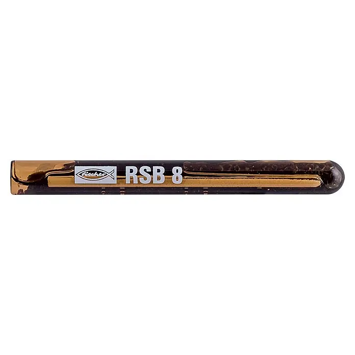 Fischer Mörtelpatrone RM8 - Durchmesser: 10 mm, 4 Stk. - Nahaufnahme eines Fischer RSB 8 Verbundankers, der für Befestigungen in Bauprojekten verwendet wird.