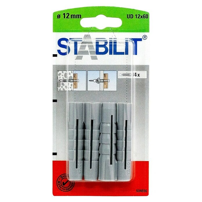 Stabilit Universal-Durchsteckdübel (Durchmesser Dübel: 12 mm, Länge Dübel: 60 mm, 4 Stk.)