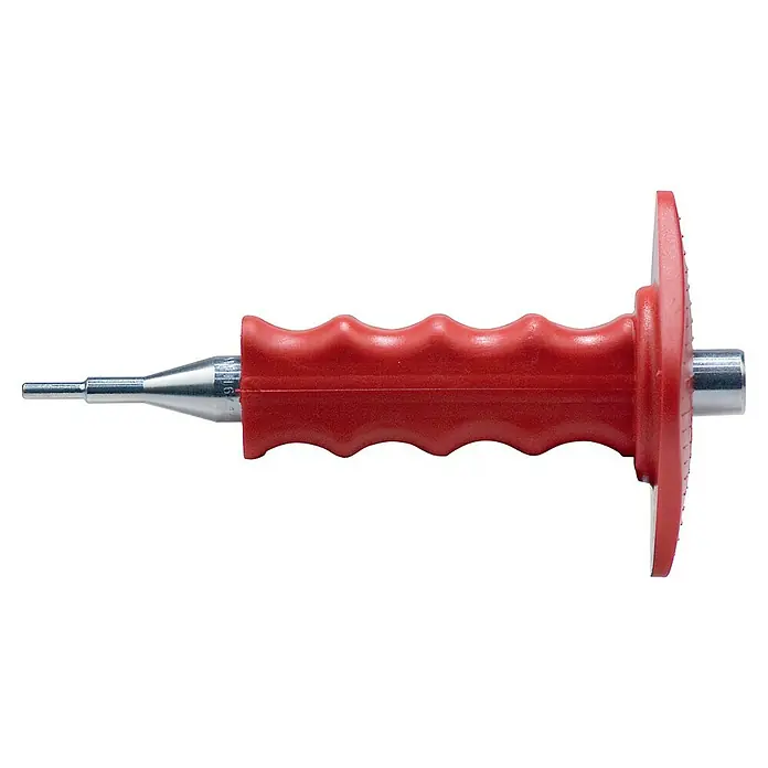 Fischer Setzwerkzeug EAW H 8 - Passend für: Fischer Einschlaganker EA II M8 - Ein roter Körner mit einem strukturierten Griff und einer Metallspitze. Für präzise Markierungen auf Oberflächen.