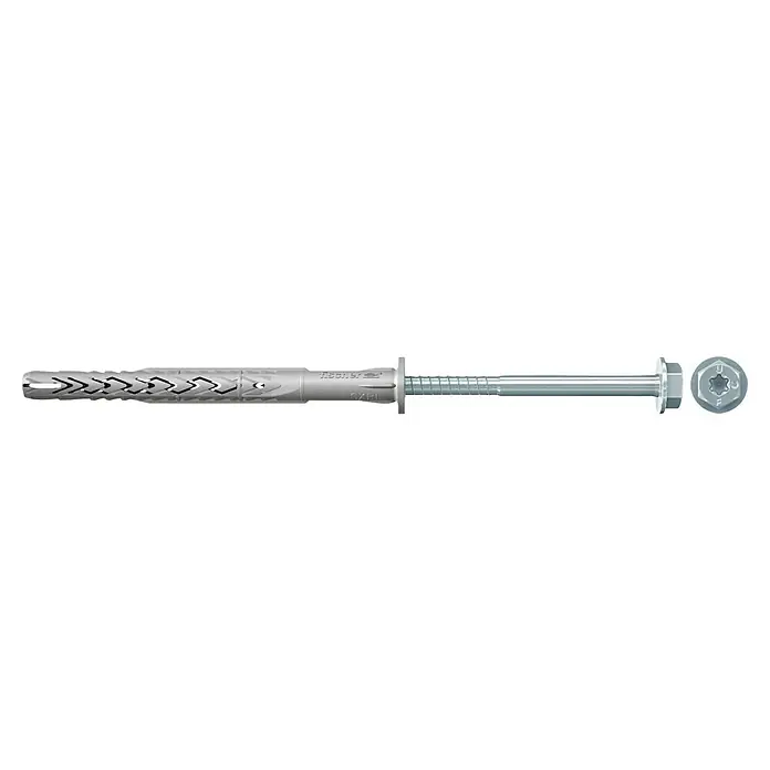 Fischer Langschaftdübel SXRL FUS - Durchmesser Dübel: 14 mm, Länge Dübel: 200 mm, Stahl - Ein fischer Dübel mit Schraube, ideal für sichere Befestigungen in verschiedenen Baumaterialien.