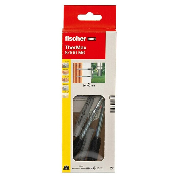 Fischer Thermax Abstandsmontagesystem 8/100 M6 (Durchmesser Bohrloch: 10 mm, Nutzlänge: 80 - 100 mm, 2 Stk.)