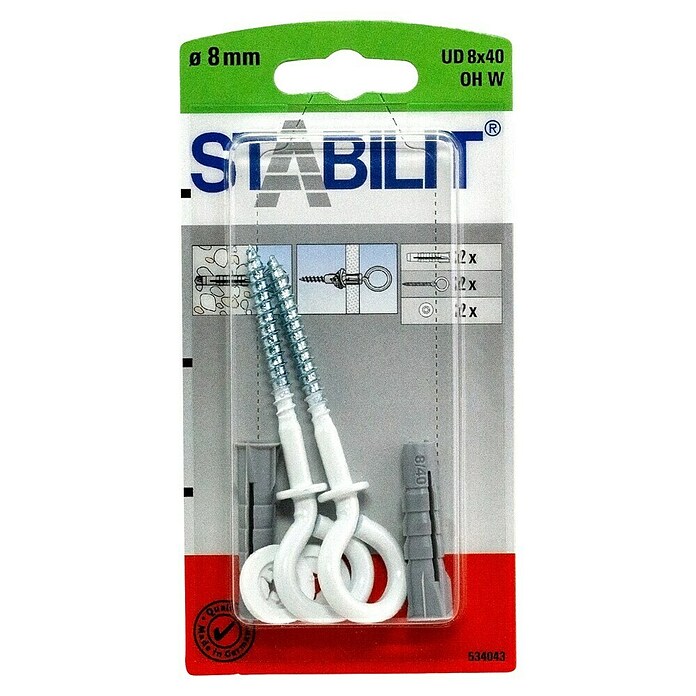 Stabilit Universaldübel-Set (Durchmesser Dübel: 8 mm, Länge Dübel: 40 mm, 2 Stk., Mit Haken)
