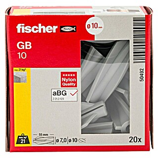 Fischer Moznik za plinski beton GB 10 (Premer zidnega vložka: 10 mm, Dolžina zidnega vložka: 55 mm, 20 kos)