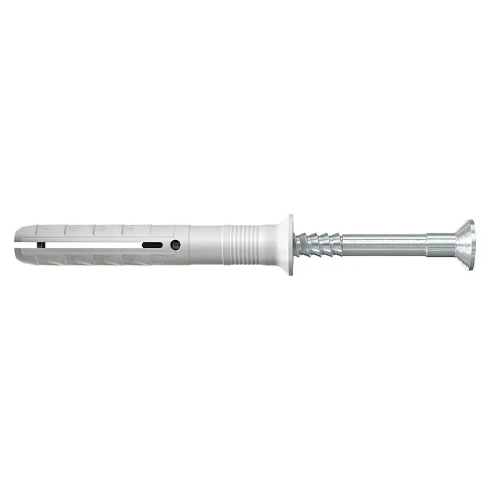 Fischer Nageldübel - Durchmesser Dübel: 8 mm, Länge Dübel: 80 mm, 50 Stk. - Eine Nahaufnahme eines UX-Universalrahmendübels mit Schraube, ideal für Befestigungen in verschiedenen Baumaterialien.