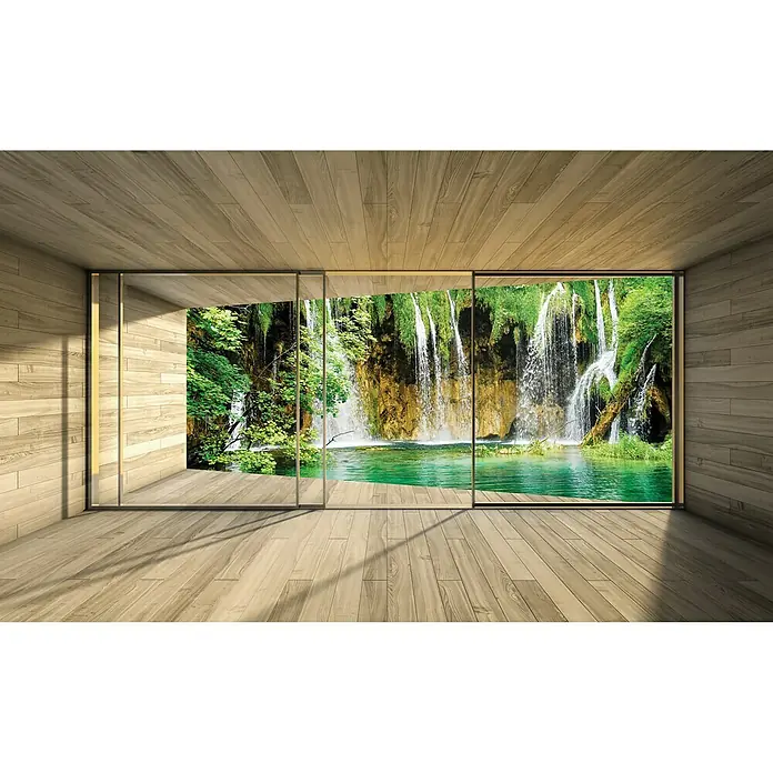 Fototapete Wasserfall VIIIB x H: 416 x 254 cm, Vlies - Fototapete mit Wasserfall-Motiv für eine natürliche und entspannende Atmosphäre in Ihrem Zuhause. Hochwertiger Druck für lebendige Farben.