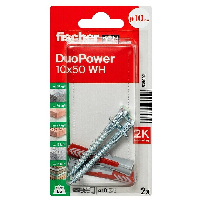 Fischer Duopower Univerzalni zidni vložek  (Ø x Do: 10 x 50 mm, Najlon, 2 kos) | 1060 - Dübel | AADD - Dübel | AAD - Kleineisenwaren | AA - Eisenwaren | A - Eisenwaren | BAUHAUS