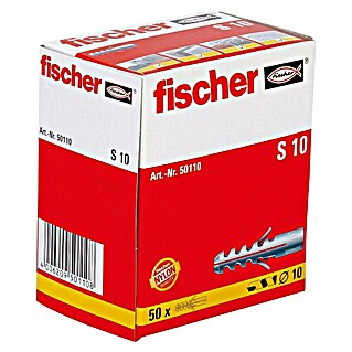 Fischer Spreizdübel S (Durchmesser Dübel: 10 mm, Länge Dübel: 50 mm, Ohne Rand, 50 Stk.)