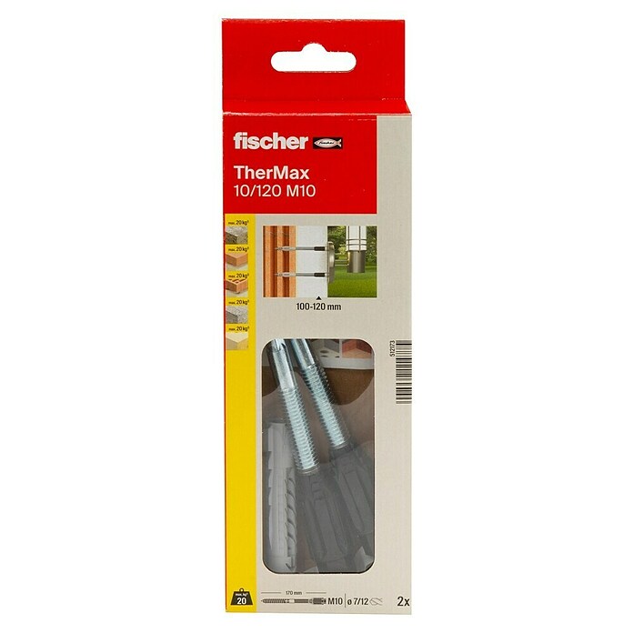 Fischer Thermax Abstandsmontagesystem 10/120 M10 (Durchmesser Bohrloch: 12 mm, Nutzlänge: 100 - 120 mm, 2 Stk.)