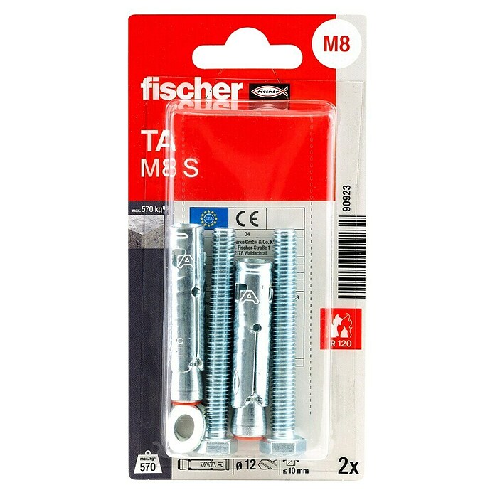 Fischer Inslaganker TA M8 S/10 K NV (Schroefdraad: M 8, 2 st., Galvanisch verzinkt) | BAUHAUS