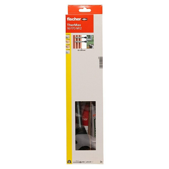 Fischer Thermax Abstandsmontagesystem 16/170 M12 (Durchmesser Bohrloch: 18 mm bei Beton und Vollstein, Nutzlänge: 60 - 170 mm, 2 Stk.)