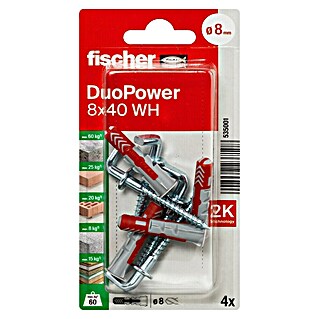 Fischer Duopower Universaldübel WH (Ø x L: 8 x 40 mm, Nylon, 4 Stk.)