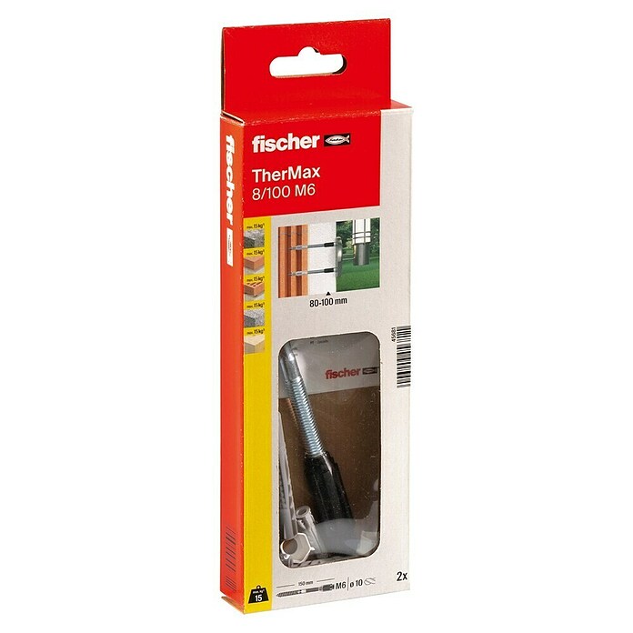 Fischer Thermax Abstandsmontagesystem 8/100 M6 (Durchmesser Bohrloch: 10 mm, Nutzlänge: 80 - 100 mm, 2 Stk.)