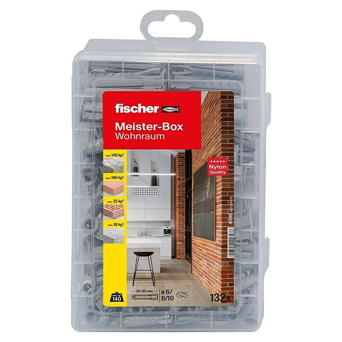 Fischer Meister-Box Spreizdübel-Set SX (132-tlg., Ohne Schrauben/Haken, Nylon)