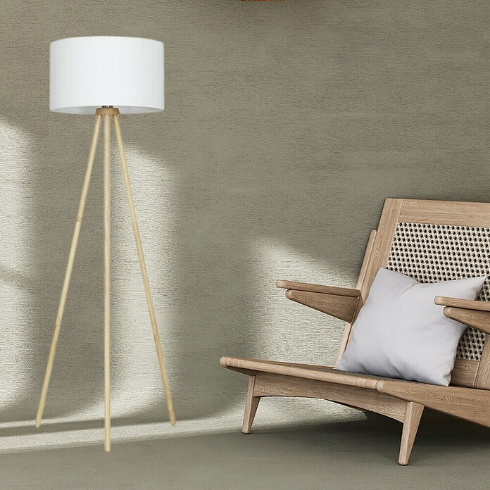 Brilo Lámpara de pie Trípode (60 W, Altura: 1.480 mm, Blanco, E27) | BAUHAUS