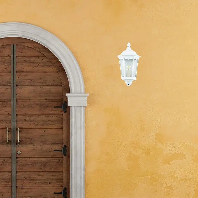 Starlux Turin Aplique exterior - 60 W, Blanco, IP44 - Esta lámpara de pared exterior presenta un diseño elegante, proporcionando iluminación ambiental para su espacio exterior.